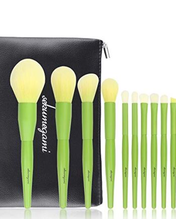 Zestaw pędzli do makijażu, 11 sztuk, z woreczkiem; profesjonalne pędzle do nakładania podkładu, cieni do powiek, pędzle kosmetyczne dla dzieci