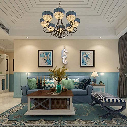 Smallterm Konik morski z drewna z gwiazdami morskimi i muszlami do dekoracji morskiej, dekoracja ścienna, ozdoba na plażę, temat, główna dekoracja - obrazek 2