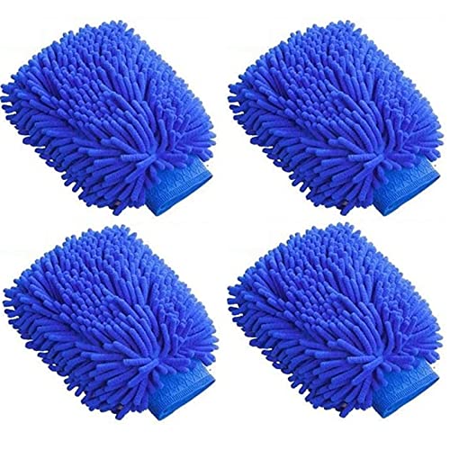 Rękawica Samochodowa z Mikrofibry Rękawica do Mycia Samochodu i Gospodarstwa Domowego Dwustronna Rękawica Mycia Samochodu Szenila Rękawiczek do Czyszczenia Samochodu i Czyszczenia w Domu 4 części