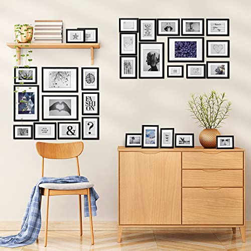 bomoe 30szt Zestaw ramek na zdjęcia Emotion - Ramka na zdjęcia Kolaż na ścianę - Multi Ramka na zdjęcia Drewno i szkło plastikowe - 10x 10x 10,5x15cm / 15x 13x18cm / 5x 20x30cm - Czarna Ramka na zdjęcia - obrazek 4