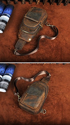 Le'aokuu Męska skórzana torba na biodro Torba klatkę piersiową na brzu - obrazek 5