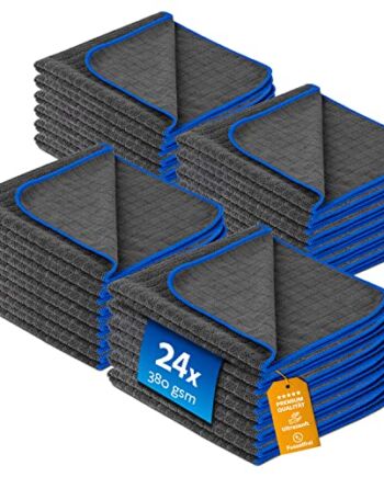 Carbigo® Profesjonalne ściereczki z mikrofibry o gramaturze 380 g/m² – bardzo chłonne i nie uszkadzają lakieru dzięki miękkiej mikrofibrze, ściereczki do polerowania samochodu i motocykla – ściereczki z mikrofibry 40 x 40 cm (24)