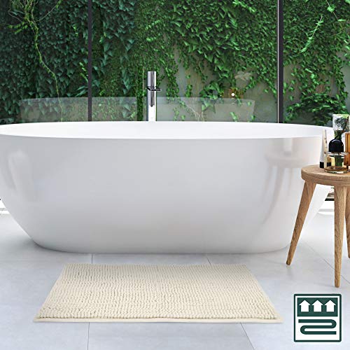 Beautissu BeauMare WR Chenille, antypoślizgowy, nadaje się do ogrzewania podłogowego – puszysty dywanik łazienkowy do prysznica, wanny i toalety, w kolorze naturalnym - obrazek 9