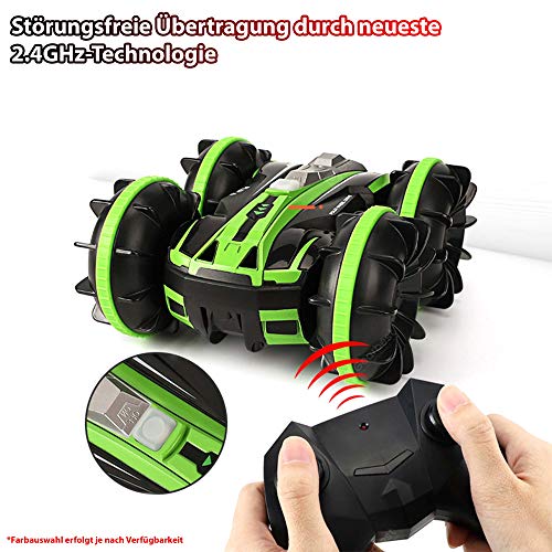 2 w 1 zdalnie sterowany pojazd na wodę i lądzie, model ampfibii, Stunt-Auto, Crawler-Car w zestawie pilot zdalnego sterowania 2,4 GHz, akumulator i kabel do ładowania, kompletny zestaw - obrazek 3