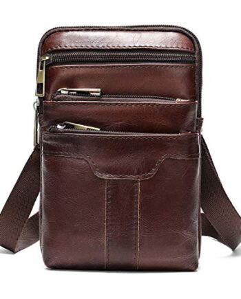 Męska skórzana torba na ramię, pionowa torba na telefon komórkowy, 6,5 cala męska podróżna skórzana torebka na ramię kieszeń mała listonoszka telefon komórkowy klips do paska kabura portfel pionowy pasek pętla nerka nerka