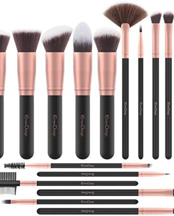 EmaxDesign Zestaw pędzli do makijażu, 17 sztuk, syntetyczne pędzle do