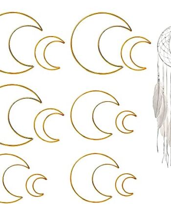 yufana Metalowy łapacz snów, 12 sztuk, złote pierścienie, łapacz snów, zestaw do majsterkowania, metalowy pierścień w kształcie gwiazdy w kształcie księżyca, do techniki przewijania, łapaczy snów i rzemiosła artystycznego "zrób to sam" (złoty)