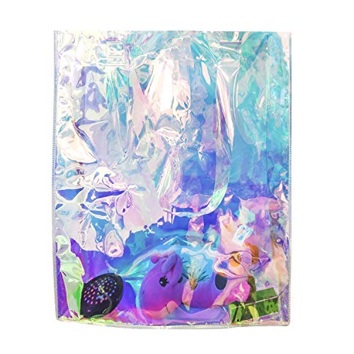 LTHERMELK Przezroczysta torba plażowa w kolorach tęczy, do przechowywania na zewnątrz, duża torba na ramię, przezroczysty, 39.88 x 7.62 x 29.97 cm - obrazek 2