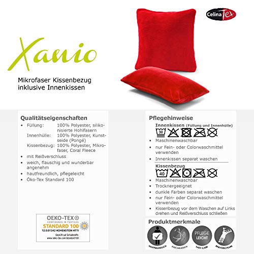 CelinaTex Xanio poduszka dekoracyjna z poduszką wewnętrzną 40 x 80 cm czarna Coral-Fleece poduszka na sofę z mikrofibry poduszka do przytulania - obrazek 2