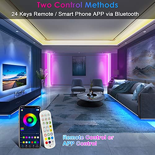 Hoteril Taśma LED, 6 m, Bluetooth, RGB, pilot zdalnego sterowania, sterowanie przez aplikację, funkcja timera, 16 milionów kolorów, 213 trybów stylu do domu, dekoracja TV, kuchni, sufitu, na imprezę - obrazek 7