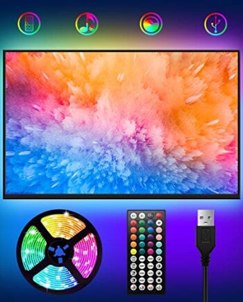 WOANWAY taśma LED do telewizorów LED, 2 m, pilot zdalnego sterowania z 44 przyciskami i synchronizacja z muzyką, do ekranów HDTV/TV o przekątnej 40-60 cali