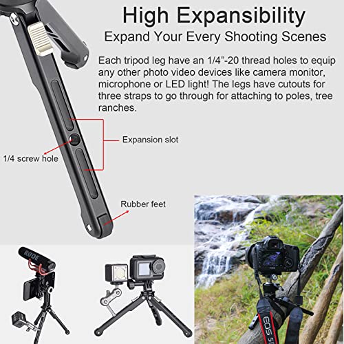 FOTOBETTER Stół mini statyw do aparatu, lekki mini statyw podróżny z głowicą kulową 360 stopni, szybkozaciskowy 1/4 cala, płyta do lustrzanki DSLR (MTA03 + MBP19 (DE)) - obrazek 4