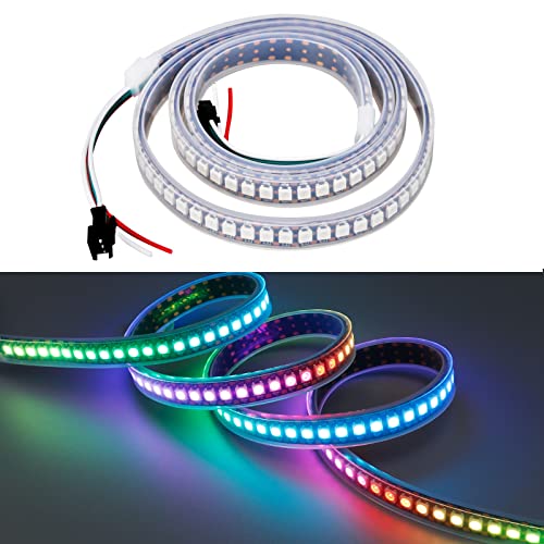 YUNBO WS2812B adresowalna taśma LED 1 m 144 pikseli, RGB 5050 SMD 5 V czarna płytka drukowana (PCB), IP67, wodoodporna, możliwość przycięcia, inteligentne elastyczne oświetlenie LED - obrazek 7