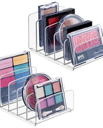 mDesign Zestaw 2 organizerów na kosmetyki – pudełko do przechowywania z pięcioma przegródkami na makijaż, lakiery do paznokci i produkty kosmetyczne – idealne do przechowywania makijażu – przezroczyste