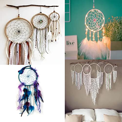 4 sztuki pierścieni łapacz snów, okrągłe gwiazdy, księżyc w kształcie - obrazek 3