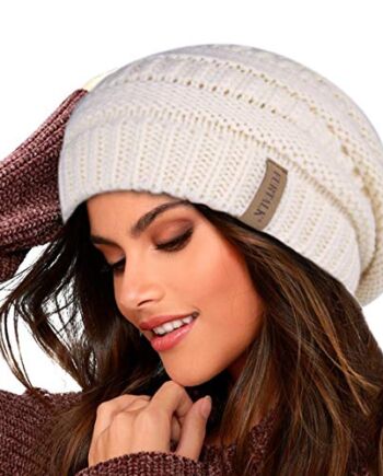 FURTALK Damska czapka beanie ciepła czapka zimowa z miękką wyściółką wewnętrzną z podszewką z podszewką