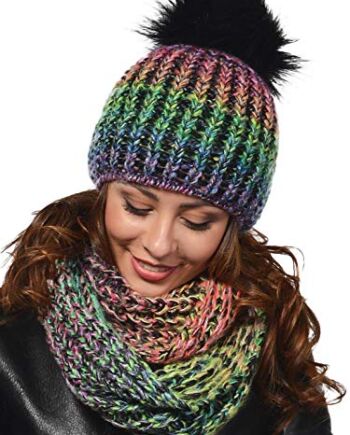 Jakob Zimowa damska dzianinowa pogrubiona czapka czapka i szalik zestaw