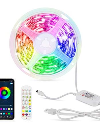 Hoteril Taśma LED, 6 m, Bluetooth, RGB, pilot zdalnego sterowania, sterowanie przez aplikację, funkcja timera, 16 milionów kolorów, 213 trybów stylu do domu, dekoracja TV, kuchni, sufitu, na imprezę