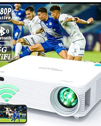 WISELAZER Projektor Full HD do kina domowego, Native 1080P 4K Projektor, wbudowany filtr kurzu, 5G WiFi Bluetooth LED Projektor, kompatybilny z HDMI/USB/TV Box/smartfonem/PC