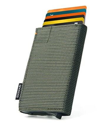 GUGGIARI® Etui na karty kredytowe, etui na karty z kieszenią na monety i kieszenią do trzymania z zamknięciem magnetycznym, aluminiowe etui na karty RFID, mini portfel męski, smukły portfel dla mężczyzn, Army Green, S, Minimalista