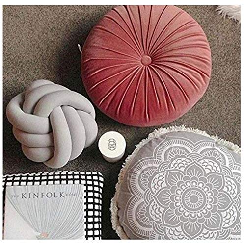 Hava Kolari Poduszka z węzłem, poduszka pluszowa, miękka poduszka z węzłem, poduszka dekoracyjna, łóżko do pokoju (średnica 20 cm, ciemnoszara) - obrazek 7