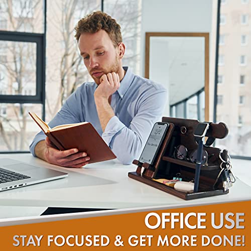 Drewniany telefon stacja dokująca uchwyt na klucze portfel stojak zega - obrazek 2