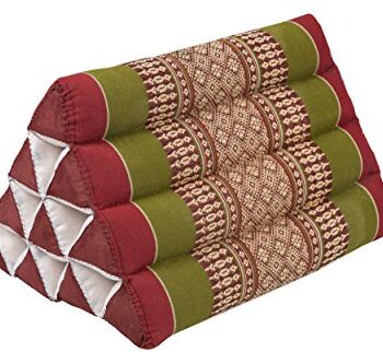 Handelsturm Mała tajska poduszka trójkątna 33 x 20 cm poduszka z wypełnieniem z kapoku trójkątna poduszka z Tajlandii, poduszka dekoracyjna lub podpórka, czerwona, zielona