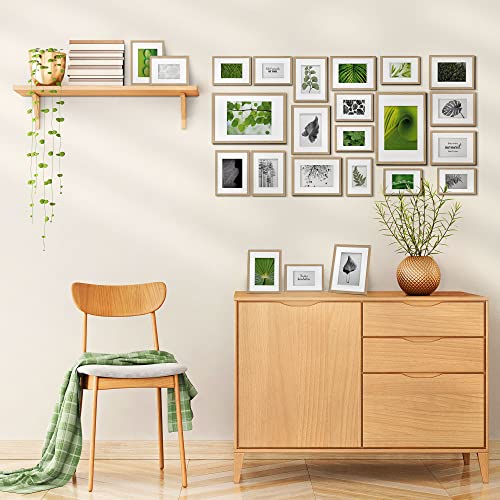 bomoe 24szt Zestaw ramek na zdjęcia Nature - Multi Ramka na zdjęcia Drewno i szkło plastikowe - Ramka na zdjęcia kolaż na galerię ścienną 10x 10x 10,5x15cm / 8x 13x18cm / 4x 15x20cm / 2x 20x30cm - Dębowa ramka na zdjęcia - obrazek 4