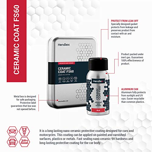 Hendlex CERAMIC COATING FS60 | Nano 9H powłoka hydrofobowa do ochrony lakieru samochodowego... (FS60, 40 ml) - obrazek 7