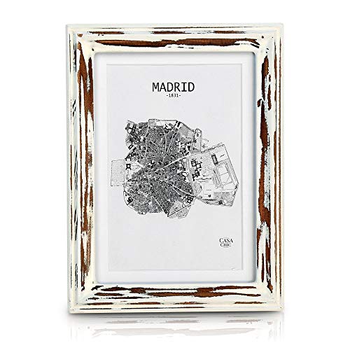 Shabby Chic ramka na zdjęcia 13 x 18 cm - zestaw 3 szt. - szklany front - z passe-partout na 10 x 15 zdjęć - szerokość ramy 2 cm - prawdziwe drewno - brązowy biały - obrazek 3