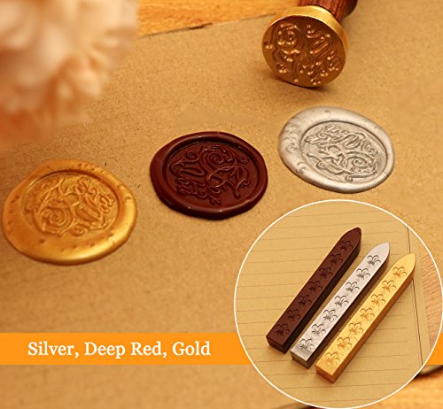 Absofine Zestaw do lakowania, pieczęci i wosk, styl vintage, z łyżką i świeczkami, w pudełku prezentowym - obrazek 2