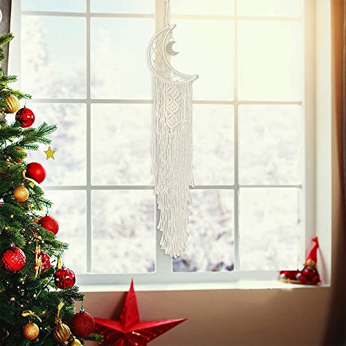 Makrama, łapacz snów dla dzieci, łapacz snów, w stylu boho, do sypialni, na balkon, do salonu, pokoju dziecięcego, dekoracja (beżowo-biały) - obrazek 5