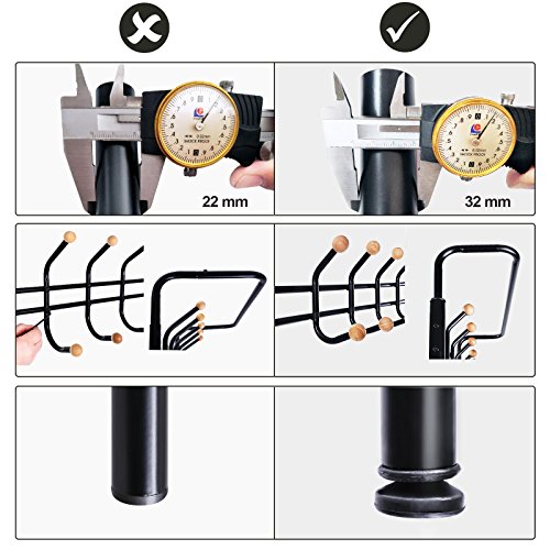 SONGMICS HSR04B wieszak na ubrania z 3 półkami na buty z 18 hakami, metalowy, czarny, 68,8 x 35,2 x 187 cm - obrazek 6