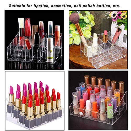 Osuter 2PCS Stojak na Szminki Organizer na Szminki Przezroczysty Ekspozycyjny Uchwyt na Kosmetyki (24 przegródki) - obrazek 2