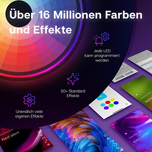 Cololight Taśma świetlna LED 30 – RGB, WLAN, kompatybilna z Apple Homekit, Alexa, Google Home, każda dioda LED inny kolor (30 diod LED na metr, zestaw startowy 2 m) - obrazek 7