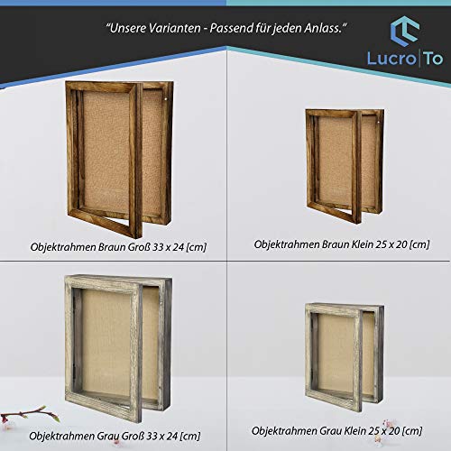 LucroTo Drewniana ramka na zdjęcia 3D do napełniania brązowa (20,3 x 25,4 x 5,7 cm) I wszechstronne zastosowanie jako prezent pieniężny lub prezent ślubny wraz z akcesoriami - obrazek 2