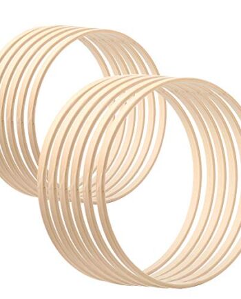 Sntieecr 12 sztuk, 2 rozmiary, drewniane, bambusowe, wieniec kwiatowy, makrama, pierścienie do samodzielnego wykonania, dekoracja na wesele, łapacz snów i makata, rękodzieło (15 cm i 20 cm)