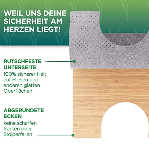 Mata toaletowa z wycięciem, bambusowa, 50 x 50 cm, dywanik do WC z drewna, mata do WC, mata bambusowa do łazienki, dywanik łazienkowy do toalety stojącej, dywanik toaletowy z wycięciem, mata do łazienki - obrazek 4