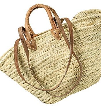 Adam Schmidt torba na ramię z liści palmowych ze skórzanymi paskami na ramię i skórzanymi uchwytami ok. 53 x 26 cm wysokość wypełnienia ok. 33 cm