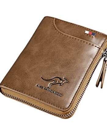 Ninevi portfel męski, skórzany, RFID, portfel męski, 13 przegródek na dowód osobisty, prawo jazdy, karty kredytowe, karty autobusowe, banknoty, brązowy