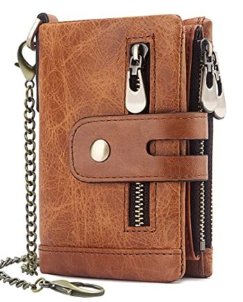 Męski portfel blokujący RFID, męski portfel z prawdziwej skóry z zamki