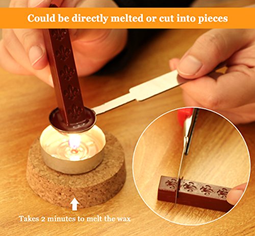 Absofine Zestaw do lakowania, pieczęci i wosk, styl vintage, z łyżką i świeczkami, w pudełku prezentowym - obrazek 3