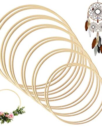 Brateuanoii 12 sztuk, 6 rozmiarów, bambusowy wieniec z drewna, łapacze snów, pierścienie drewniane do majsterkowania, dekoracji wieńców weselnych, łapaczy snów i prac ściennych