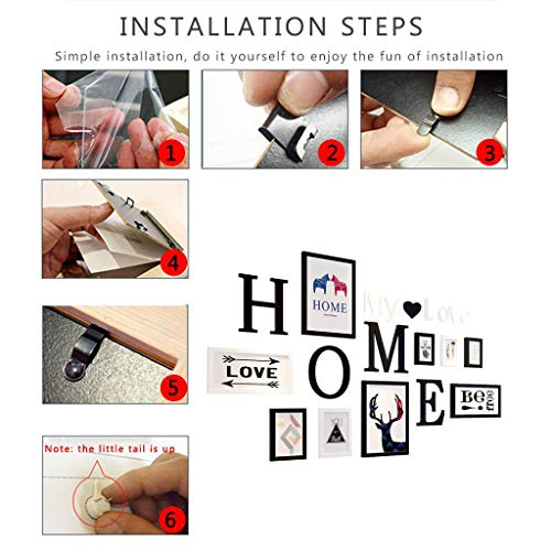 Zestaw 9 ramek na zdjęcia, z literami Home My Love, 4 rozmiary: 3 szt. - 8,8 x 12,8 cm, 2 szt. - 12,8 x 17,8 cm, 2 szt. - 19,8 x 24,8 cm, kreatywna dekoracja ścienna (Kolor: D) ) - obrazek 3