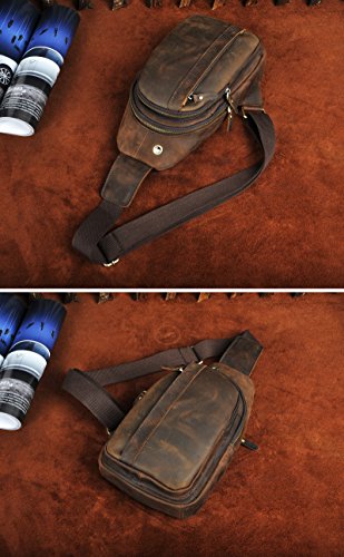 Le'aokuu Męska skórzana saszetka na biodra Saszetka na klatkę piersiow - obrazek 5