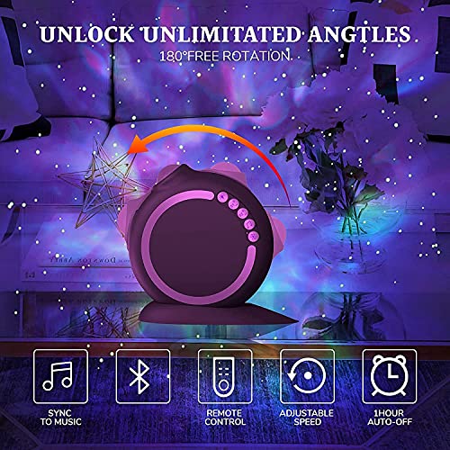 Dasing Projektor LED Galaxis, projektor gwiazd z mgłą, zasilanie bateryjne 2400 mAh, timer, zdalna obsługa i - obrazek 6