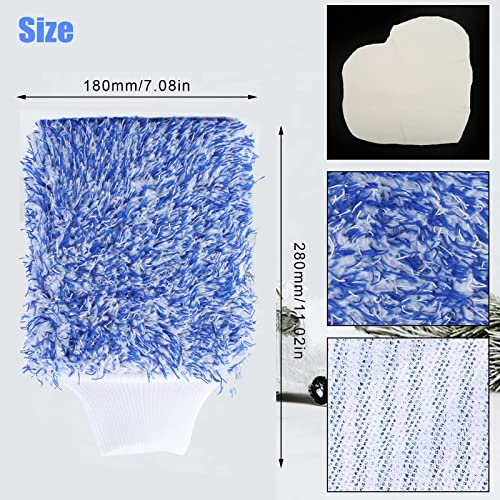 Brush Cover, pokrowiec na szczotkę do mycia samochodu, 2 sztuki pokrowców z mikrofibry z rękawicami do mycia samochodu, pokrowiec na szczotkę do mycia SB, delikatne mycie samochodu i pielęgnacja samochodu (niebieski) - obrazek 2