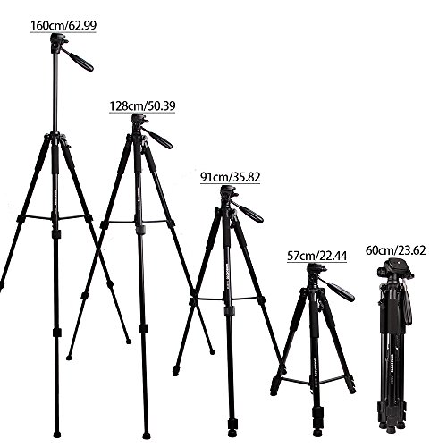 CAMBOFOTO Traveller aluminiowy statyw trójnożny 160 cm mały statyw z głowicą Pan do aparatu DSLR Canon Nikon Sony - obrazek 6
