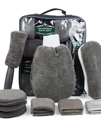 SunTop Zestaw 9 ściereczek do czyszczenia samochodu z mikrofibry do czyszczenia samochodu, zestaw ściereczek do czyszczenia samochodu, zestaw do czyszczenia samochodu, motocykla, wewnątrz i na zewnątrz, do czyszczenia domu