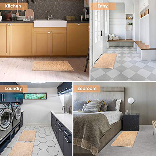 JARITTO Łazienka antypoślizgowa mata łazienkowa szenilowa mikrofibra dywan podłogowy miękki można prać w pralce chłonny do prysznica toalety 40 x 60 cm (beżowy) - obrazek 4